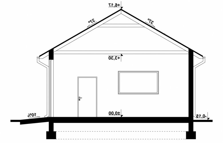 Projekt domu nowoczesnego G249 - Budynek gospodarczy - przekrój 1