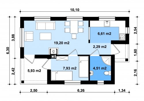 Rzut projektu G250 - Budynek rekreacji indywidualnej