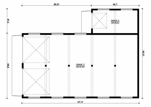 Rzut projektu G251 - Budynek garażowy - wersja lustrzana