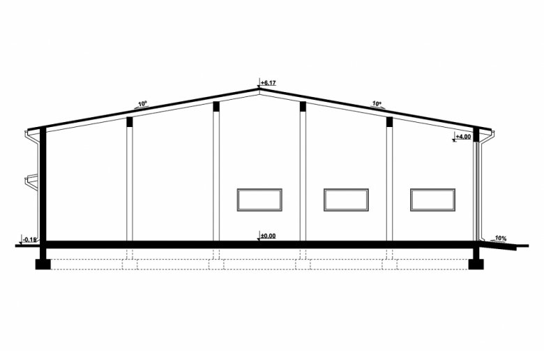 Projekt domu energooszczędnego G251 - Budynek garażowy - przekrój 1