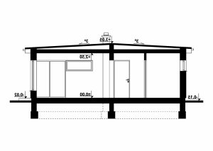 Przekrój projektu G255 - Budynek rekreacji indywidualnej w wersji lustrzanej