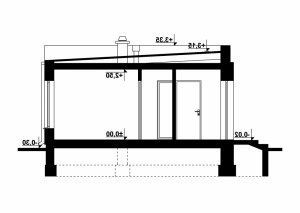 Przekrój projektu G248 - Budynek rekreacji indywidualnej w wersji lustrzanej