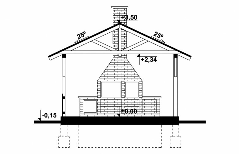 Projekt domu nowoczesnego G256 - Altana Ogrodowa - przekrój 1