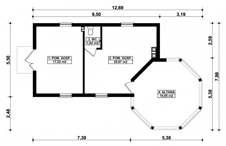 Projekt domu nowoczesnego G258 - Budynek gospodarczy - 