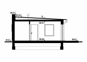 Przekrój projektu G266 - Budynek letniskowy w wersji lustrzanej