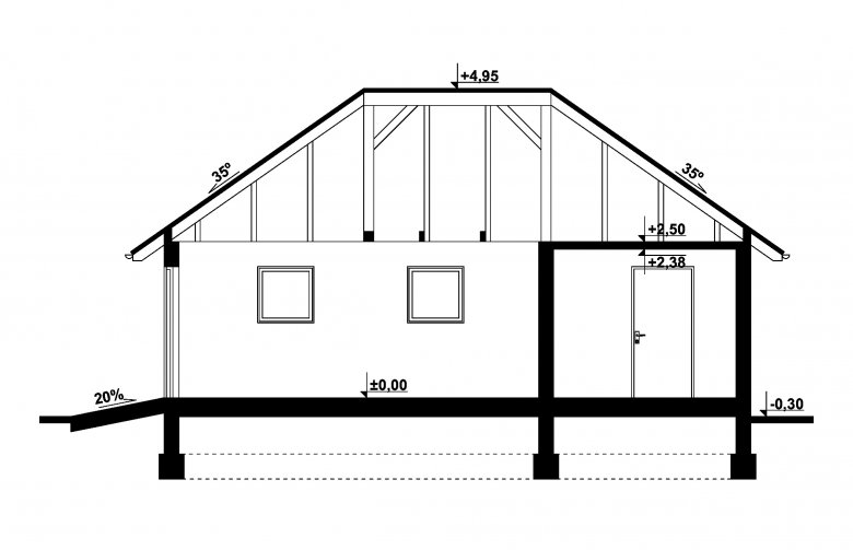 Projekt domu energooszczędnego G267 - Budynek garażowo - gospodarczy - 