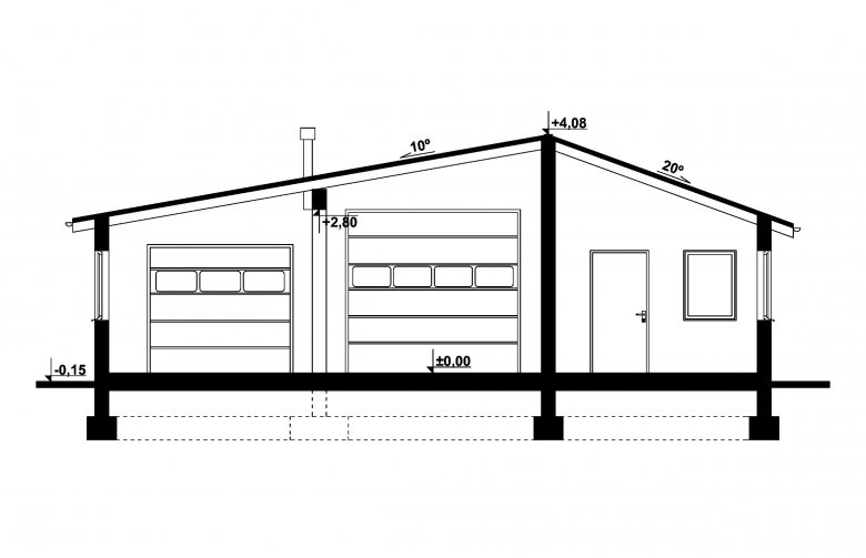 Projekt garażu G274 - Budynek garażowo - gospodarczy - 