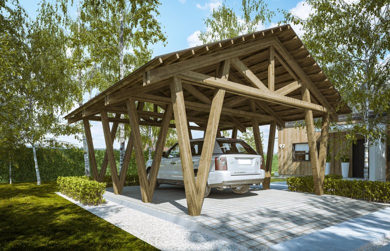 Projekt domu energooszczędnego G278 - Wiata drewniana