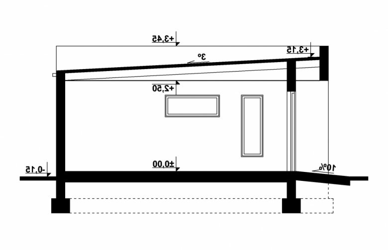 Projekt domu energooszczędnego G285 - Budynek garażowy - przekrój 1