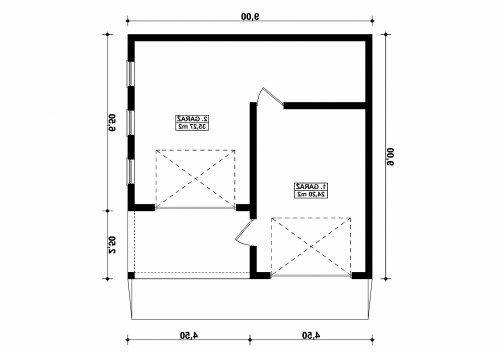 Rzut projektu G289 - Budynek garażowy - wersja lustrzana