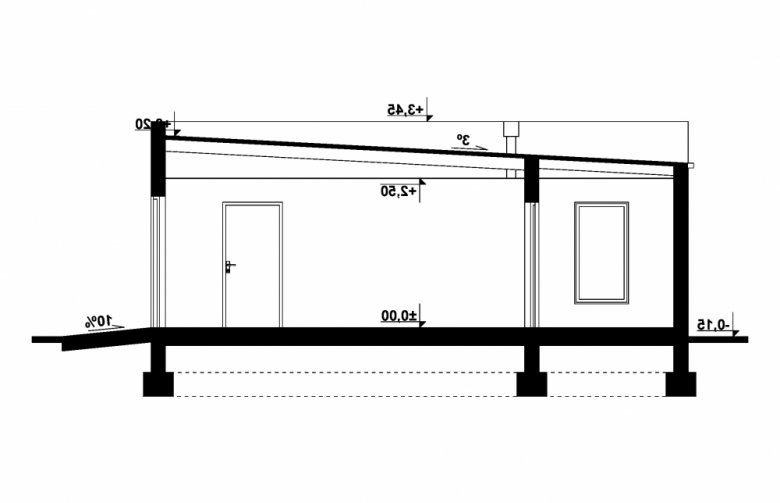 Projekt domu energooszczędnego G289 - Budynek garażowy - przekrój 1