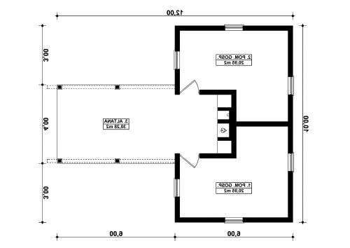 Rzut projektu G282 - Budynek gospodarczy - wersja lustrzana