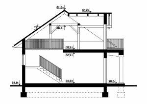 Przekrój projektu G284 - Budynek garażowo - gospodarczy w wersji lustrzanej