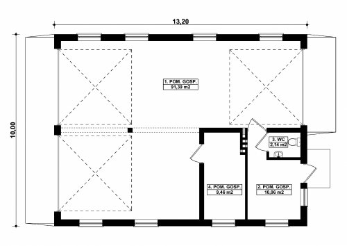 Rzut projektu G288 - Budynek gospodarczy