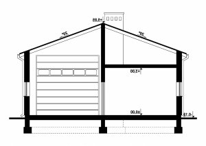 Przekrój projektu G288 - Budynek gospodarczy w wersji lustrzanej