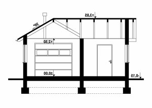 Przekrój projektu G273 - Budynek garażowo - gospodarczy w wersji lustrzanej