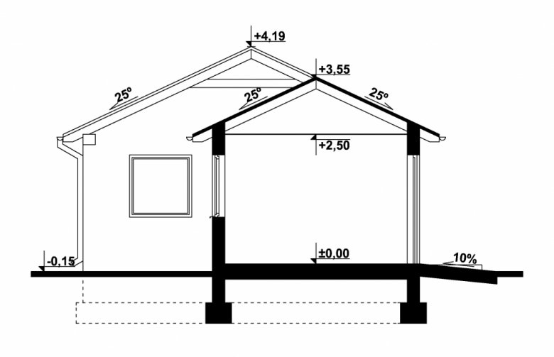 Projekt domu energooszczędnego G276 - Budynek garażowo - gospodarczy - przekrój 1