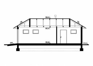 Przekrój projektu G265 - Budynek garażowo - gospodarczy w wersji lustrzanej