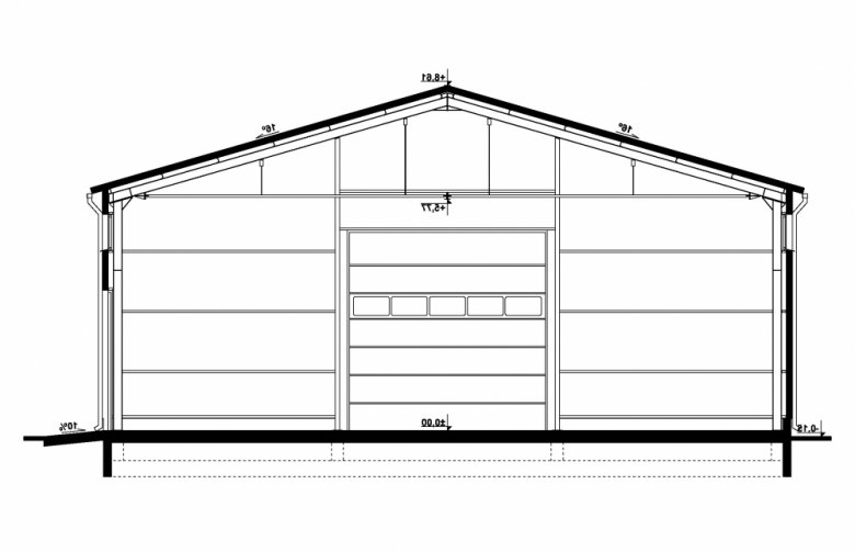 Projekt domu nowoczesnego G270 - Budynek magazynowy - przekrój 1