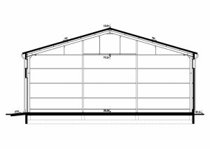 Przekrój projektu G300 - Budynek magazynowy w wersji lustrzanej