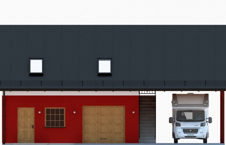 Projekt domu energooszczędnego G286 - Budynek garażowo - gospodarczy - elewacja 1