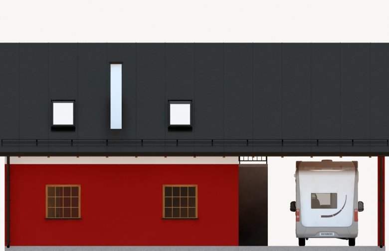Projekt domu energooszczędnego G286 - Budynek garażowo - gospodarczy - elewacja 3