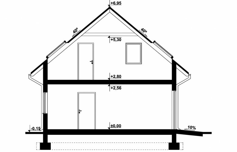 Projekt domu energooszczędnego G286 - Budynek garażowo - gospodarczy - przekrój 1