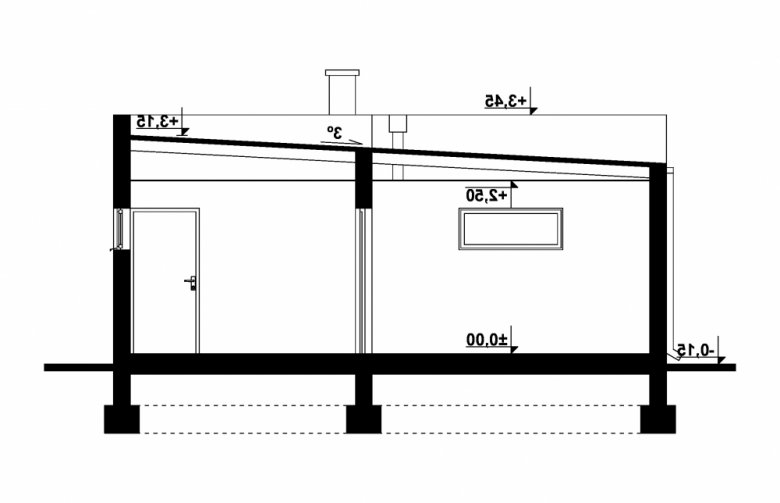 Projekt domu energooszczędnego G290 - Budynek garażowo - gospodarczy - przekrój 1