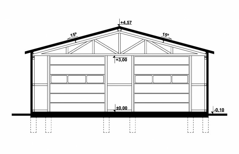 Projekt domu energooszczędnego G295 - Budynek garażowy - przekrój 1