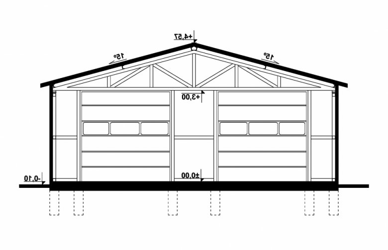 Projekt domu energooszczędnego G295 - Budynek garażowy - przekrój 1