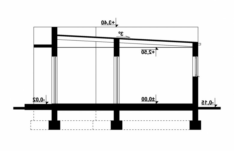 Projekt domu energooszczędnego G296 - Budynek garażowo - gospodarczy - przekrój 1