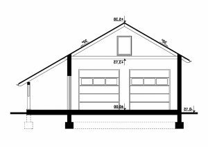 Przekrój projektu G298 - Budynek garażowy z wiatą w wersji lustrzanej