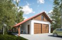 Projekt domu energooszczędnego G298 - Budynek garażowy z wiatą - wizualizacja 0