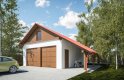 Projekt domu energooszczędnego G298 - Budynek garażowy z wiatą - wizualizacja 0