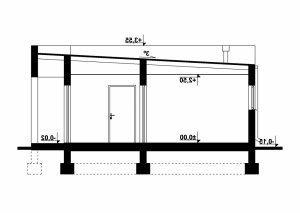 Przekrój projektu G299 - Budynek garażowo - gospodarczy w wersji lustrzanej