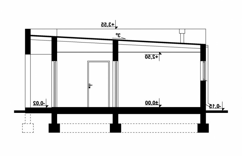 Projekt domu energooszczędnego G299 - Budynek garażowo - gospodarczy - przekrój 1