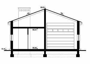 Przekrój projektu G291 - Budynek magazynowy w wersji lustrzanej