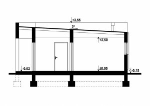 Przekrój projektu G303 - Budynek garażowo - gospodarczy