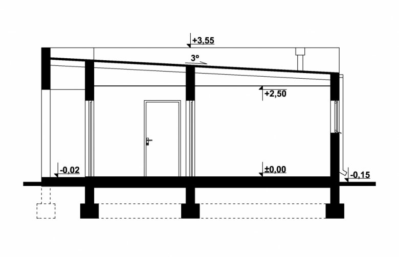 Projekt domu energooszczędnego G303 - Budynek garażowo - gospodarczy - przekrój 1