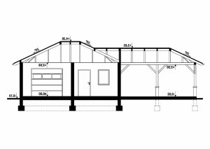 Przekrój projektu G294 - Budynek garażowo - gospodarczy w wersji lustrzanej