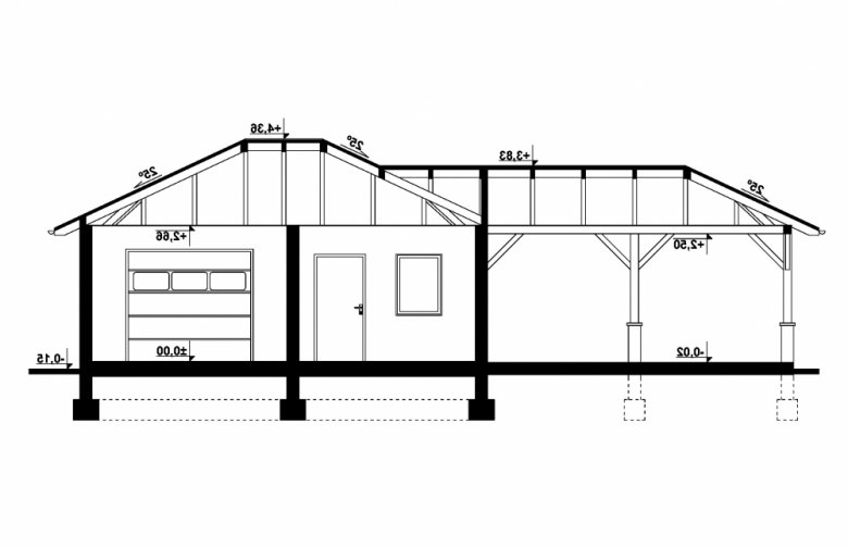 Projekt domu energooszczędnego G294 - Budynek garażowo - gospodarczy - przekrój 1