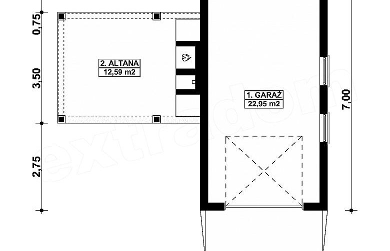 Projekt domu energooszczędnego G292 - Budynek garażowy - 