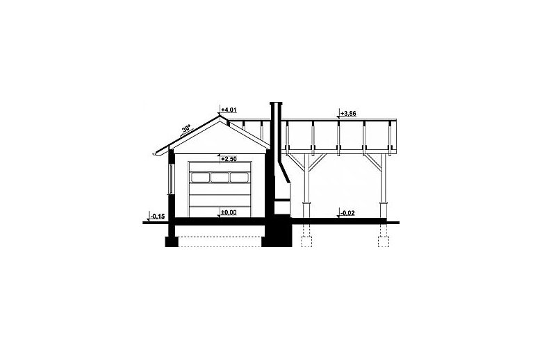 Projekt domu energooszczędnego G292 - Budynek garażowy - przekrój 1