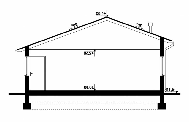 Projekt domu energooszczędnego G293 - Budynek garażowo - gospodarczy - przekrój 1