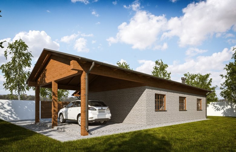 Projekt domu energooszczędnego G293 - Budynek garażowo - gospodarczy