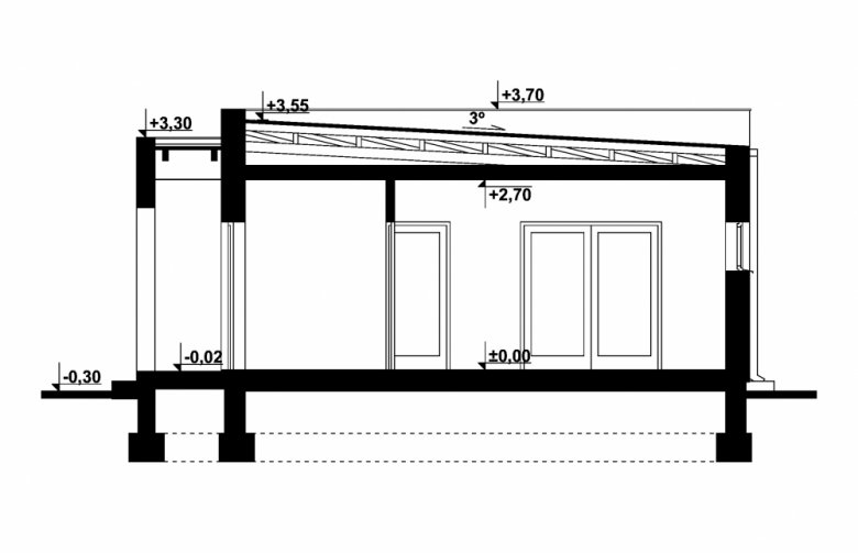 Projekt domu letniskowego G311 - Budynek letniskowy - przekrój 1