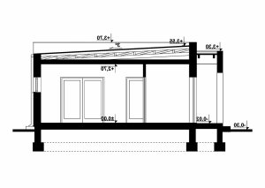 Przekrój projektu G311 - Budynek letniskowy w wersji lustrzanej