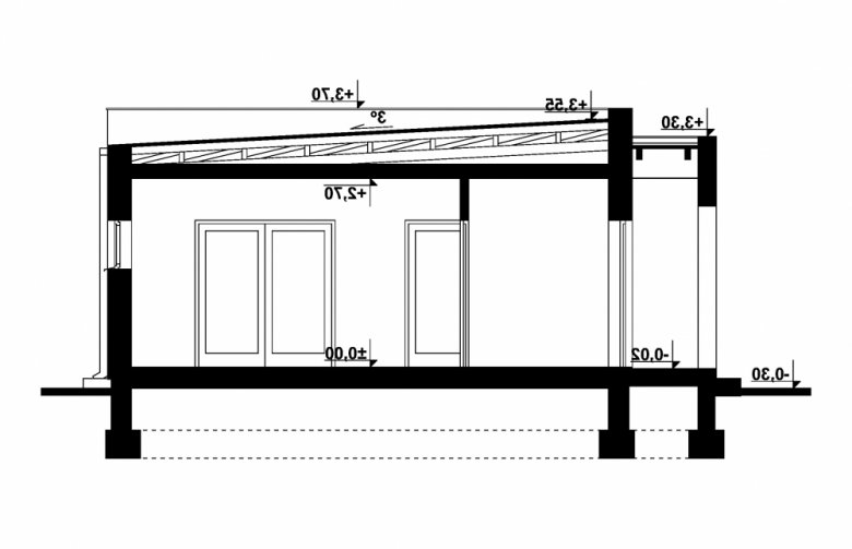 Projekt domu letniskowego G311 - Budynek letniskowy - przekrój 1