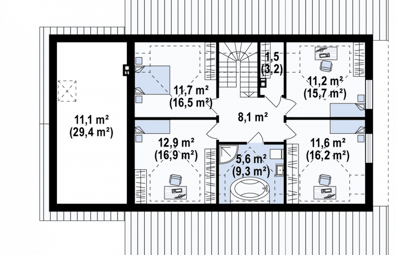 Projekt domu z poddaszem Z341 - 