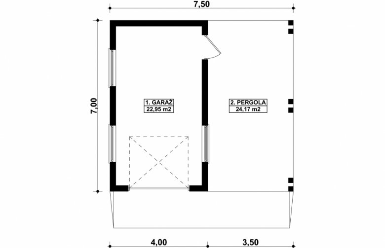 Projekt domu energooszczędnego G174 - Budynek garażowy - 